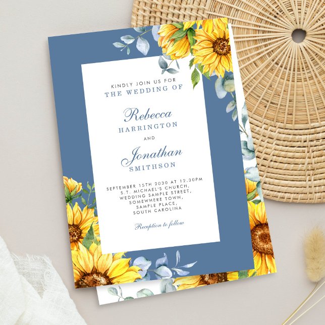 Invitación Boda floral de girasol y eucalipto (Subido por el creador)