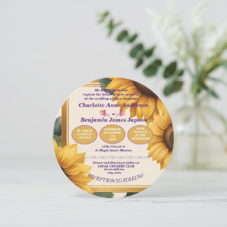 Invitación Boda floral de girasoles