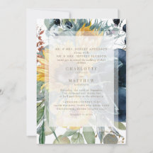 Boda Floral de Girasoles de Otoño Azul Marino Blan