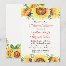 Invitación Boda floral de girasoles rústicos Ensayo Cena