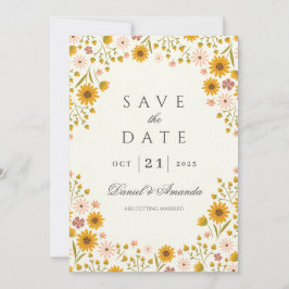 Invitación Boda floral de girasoles salva la fecha