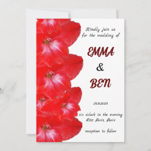 Invitación Boda Floral de Gladiolus Rojo