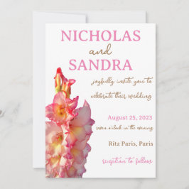 Invitación Boda floral de Gladiolus rosa