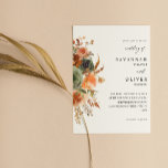 Invitación Boda floral de Green & Terra Cotta<br><div class="desc">Consigue que tus invitados se entusiasmen con tu boda con tus invitaciones a la boda floral verde y de montaña de Cotta. Neutros naturales de tierra de verde salvia, naranjas de terracota (o naranja de roya) y flores pintadas a mano naranja aparecen en esta moderna y moda Invitación a la...</div>