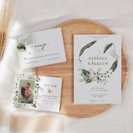 Invitación Boda floral de greenery boho moderna imagen