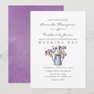 Invitación Boda floral de guisantes dulces con acuarela