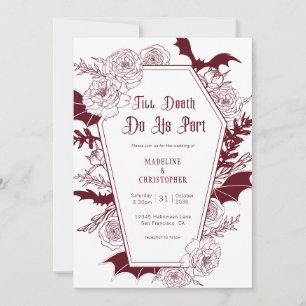 Invitación Boda floral de Halloween hasta que la muerte nos s