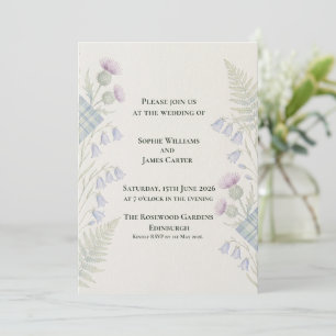 Invitación Boda Floral de Helecho Campanilla Cardo Escocés