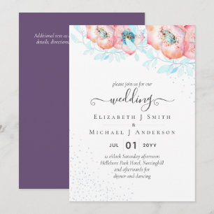 Invitación BODA floral de hellebore turquesa Peach