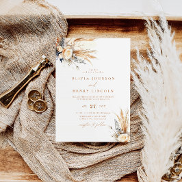Invitación Boda floral de hierba de Pampas Boho 