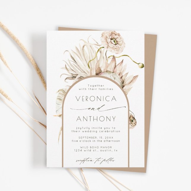 Invitación Boda Floral de hierbas de Boho Wild Protea Pampas (Subido por el creador)