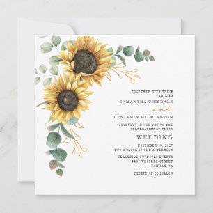 Invitación Boda floral de hojas de eucalipto girasol