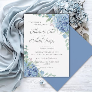 Invitación Boda floral de Hortensia Azul