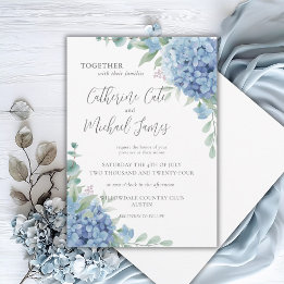 Invitación Boda floral de Hortensia Azul