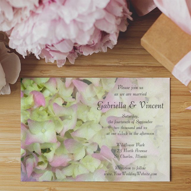 Invitación Boda floral de Hydrangea casi rosa (Subido por el creador)