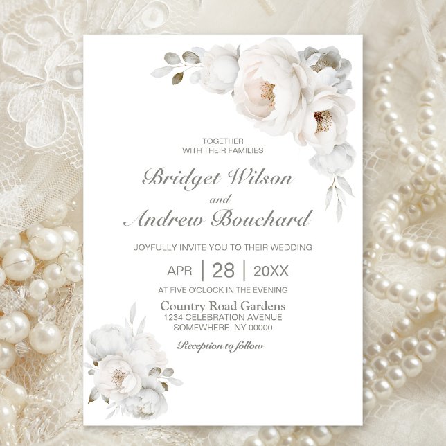 Invitación Boda Floral de invierno blanco (Subido por el creador)