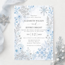 Boda Floral de Invierno Copos de Nieve Azul Platea
