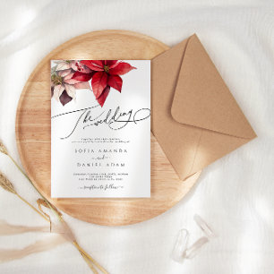 Invitación Boda Floral de invierno de color rojo
