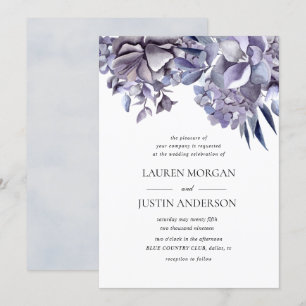 Invitación boda floral de invierno delicado hidrangea