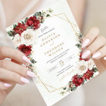 Boda Floral de Invierno en Burgundy y Oro