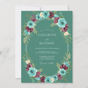 Invitación Boda floral de invierno en esmeralda atrevida