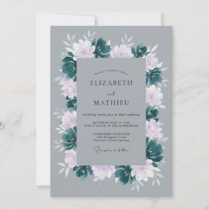 Invitación Boda floral de invierno gris malhumorado