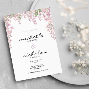Invitación Boda floral de jacinto verde lilac rosa botánico