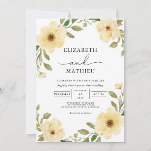 Invitación Boda floral de jardín botánico amarillo suave