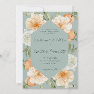 Invitación Boda floral de jardín de melocotón moderno