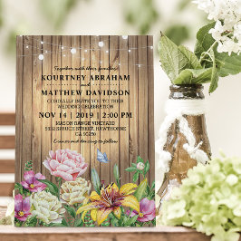 Invitación Boda floral de jardín de primavera en el campo rús