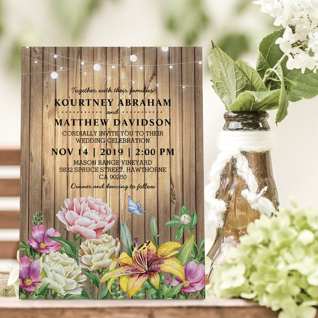 Invitación Boda floral de jardín de primavera en el campo rús (Subido por el creador)