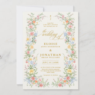 Invitación Boda floral de jardín de primavera ornado pastel s