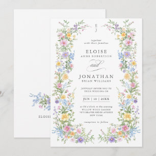 Invitación Boda floral de jardín de primavera ornamental past