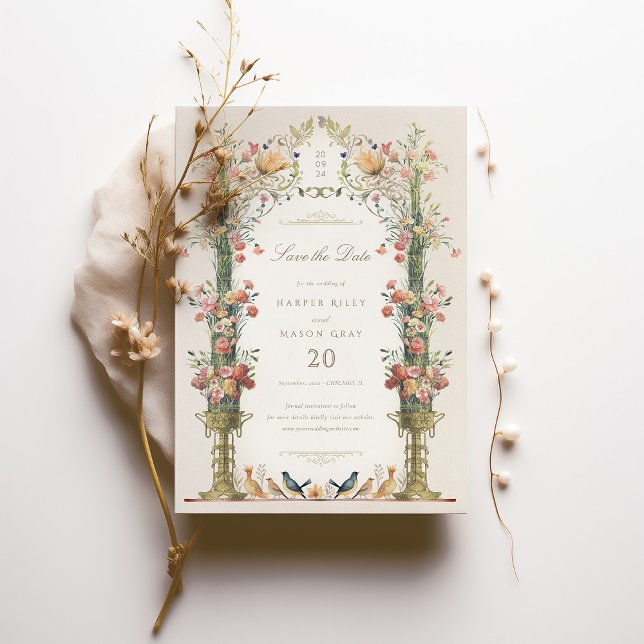 Invitación Boda floral de jardín encantada salva la fecha (Subido por el creador)