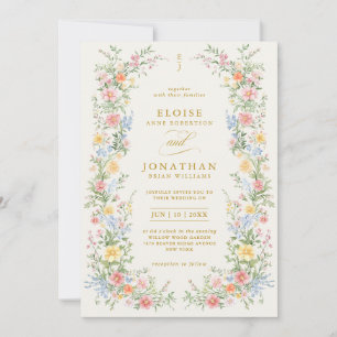 Invitación Boda floral de jardín ornamental de primavera en p