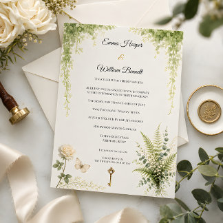 Invitación Boda Floral de Jardín Secreto de Lujo