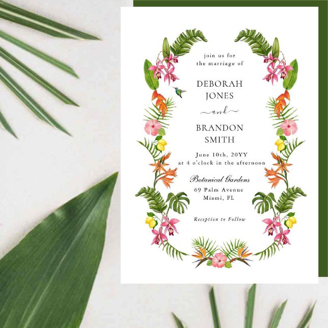 Invitación Boda floral de jardín tropical y vegetación (Subido por el creador)