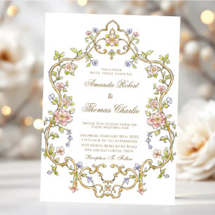 Invitación Boda floral de jardín vintage