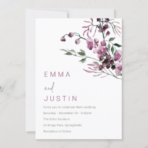 Invitación Boda floral de jazmín de lavado morado