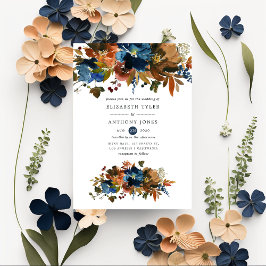 Invitación Boda floral de jengibre y marina