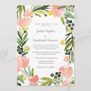 Invitación Boda floral de la acuarela botánica elegante