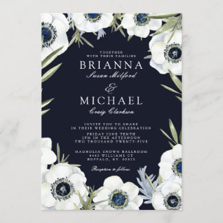 Invitación Boda floral de la anémona de medianoche