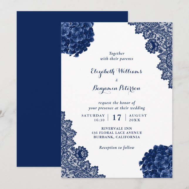 Invitación Boda floral de la armada rusa personalizado Hidran (Anverso / Reverso)