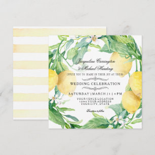 Invitación Boda floral de la fruta cítrica de la guirnalda de