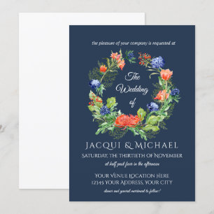 Invitación Boda floral de la guirnalda del cardo anaranjado