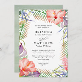 Invitación Boda floral de la isla tropical de Luau en Hawái