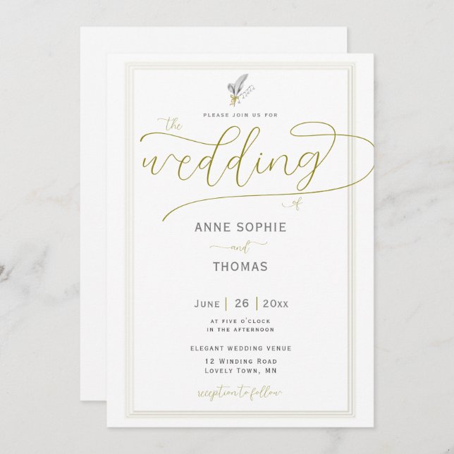 Invitación Boda floral de la lirio clásica de primavera de ma (Anverso / Reverso)