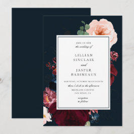 Invitación Boda floral de la Marina Borgoña Rubor Fall