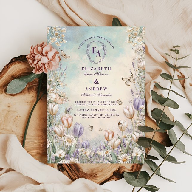 Invitación Boda floral de la mariposa de mariposa sinusal (Subido por el creador)