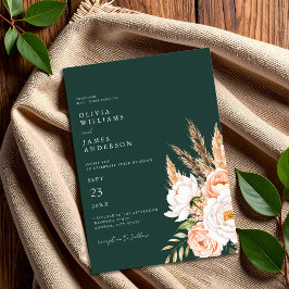 Invitación Boda floral de la Moda Emerald Green Boho